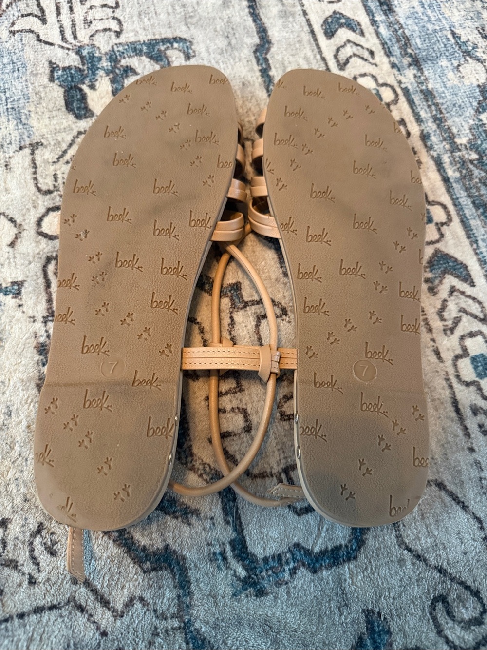 Women’s Beek Livia Knotted Leather Strap Nude Ring-Detail Sandals - Picture 3 of 4